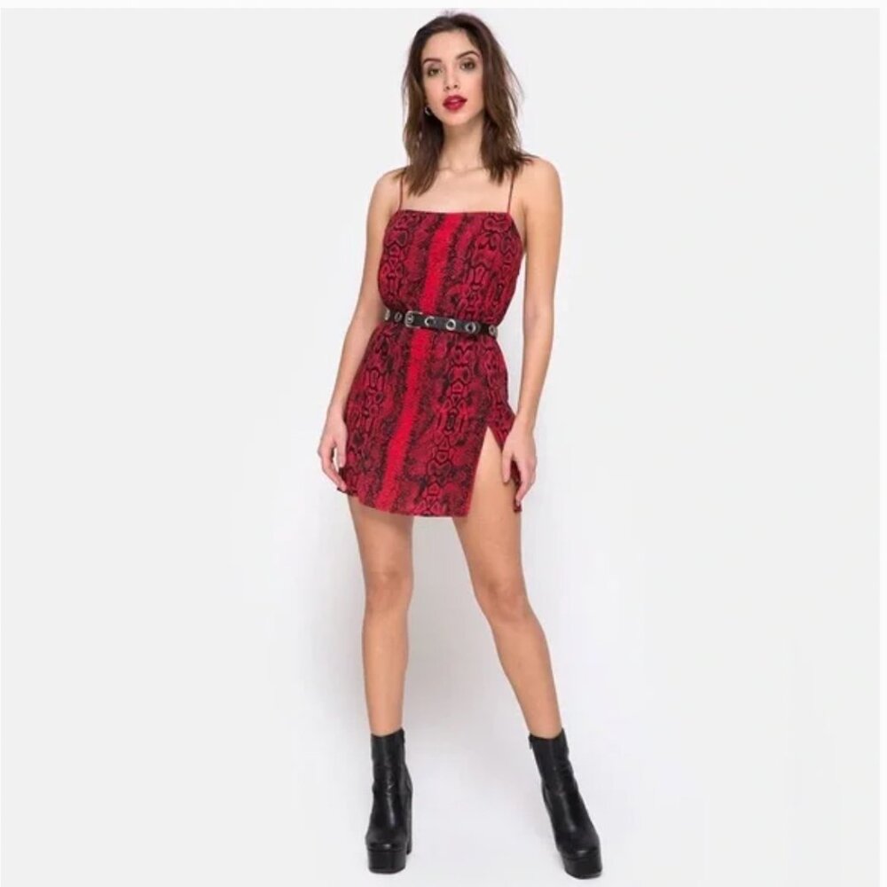 Motel Rocks Red Snake-Print Slip Mini Dress - Picture 5 of 8
